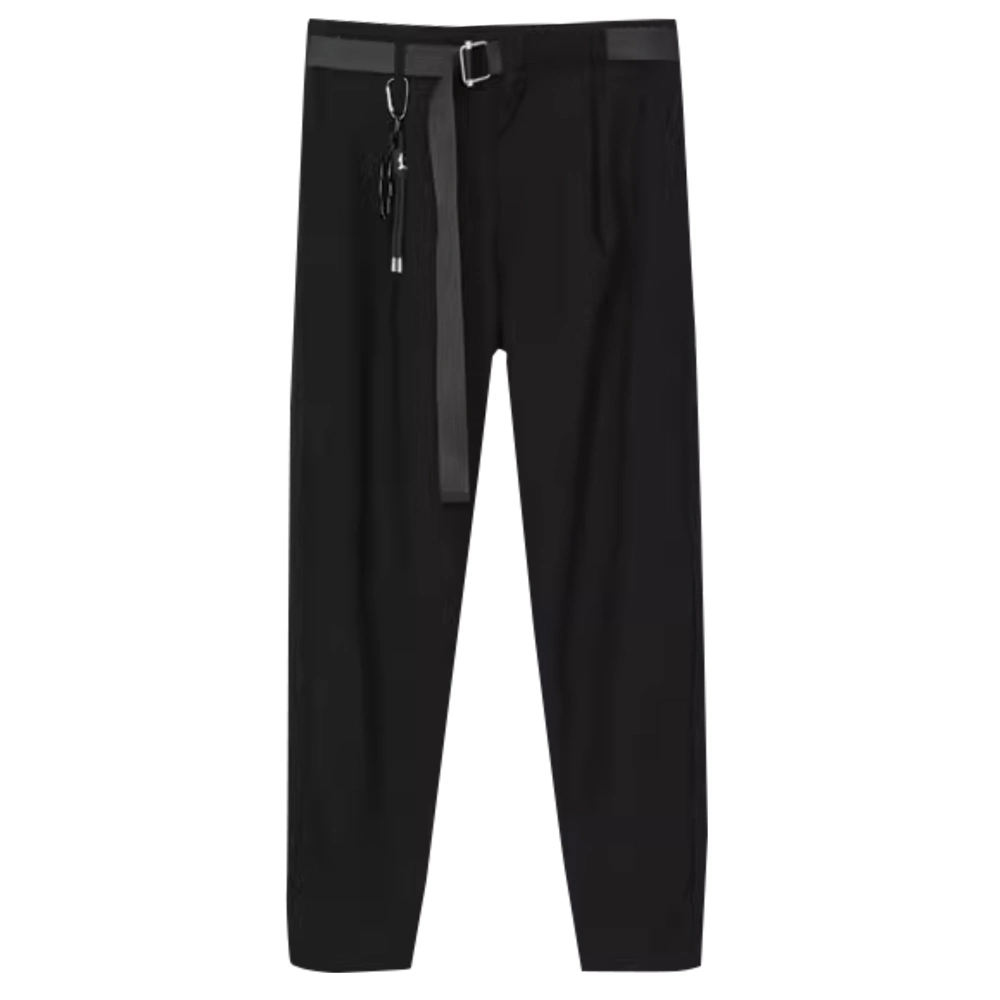 Umweltfreundliche Schwarze Casual Gürtel Accessoire Dekoration Cropped Solid Color Hose für Herren