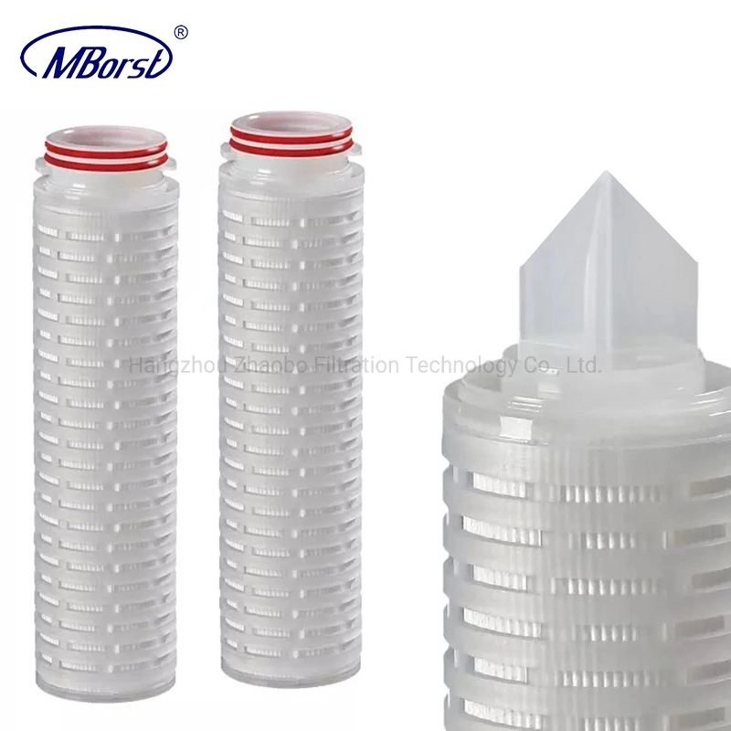 RoHS Certificated Water Filter Cartridge for Steam Sterilization Organic Solvents Chemicals with Hydrophobic Hydrophillic Pleated PTFE 0.45/1/5 Micron Membrane