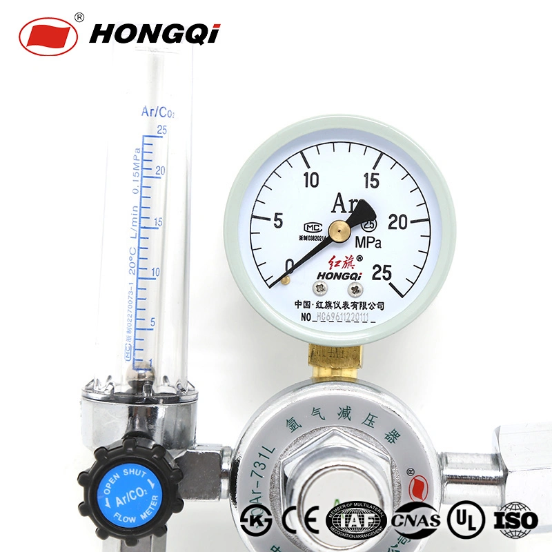 Hongqi bouteille de gaz argon CO2 Soudeur Régulateur de soudage Twin jauges C02 phase unique Réducteur de pression