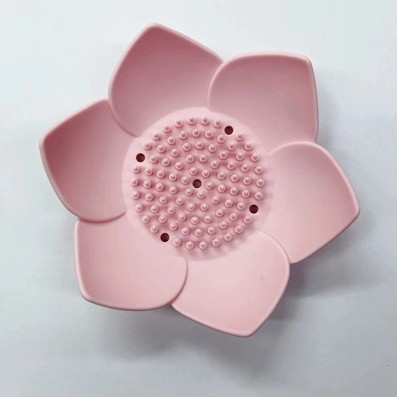 for Bathroom Shower Accessory Lotus Flowers Soap Dish Silicon Soap Holder Non-Slip Flexible Soap Tray