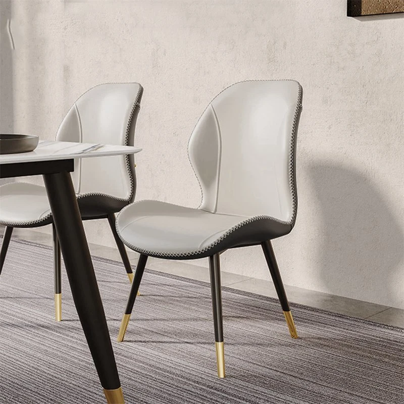 Italian Minimalist PU Leather Home Metal Frame Chair