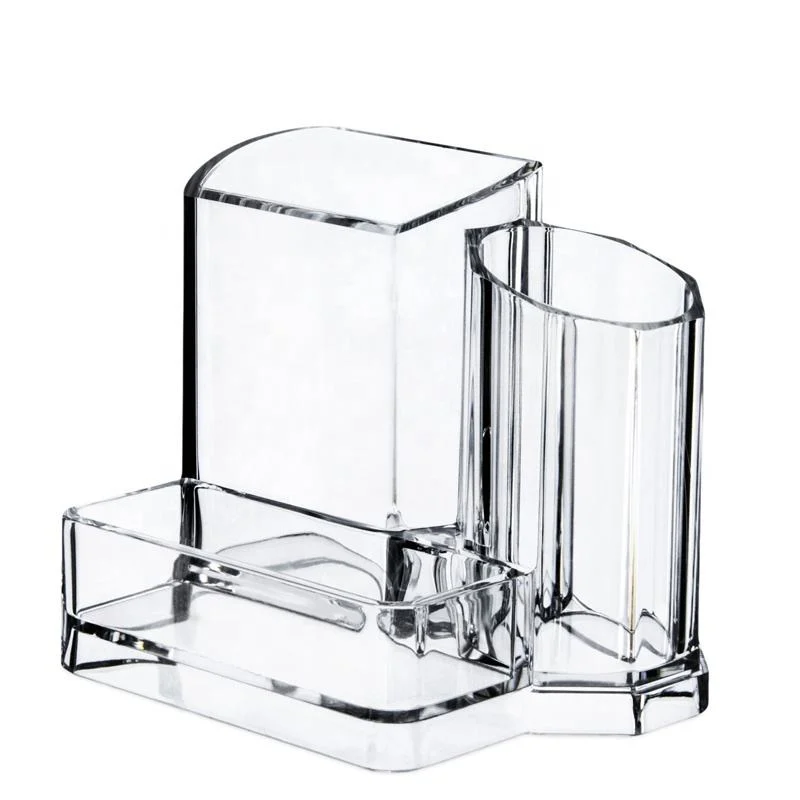 Wholesale Transparent Clear Acrylic Desktop Organizer Pen Holder Stationery Pencil Holder