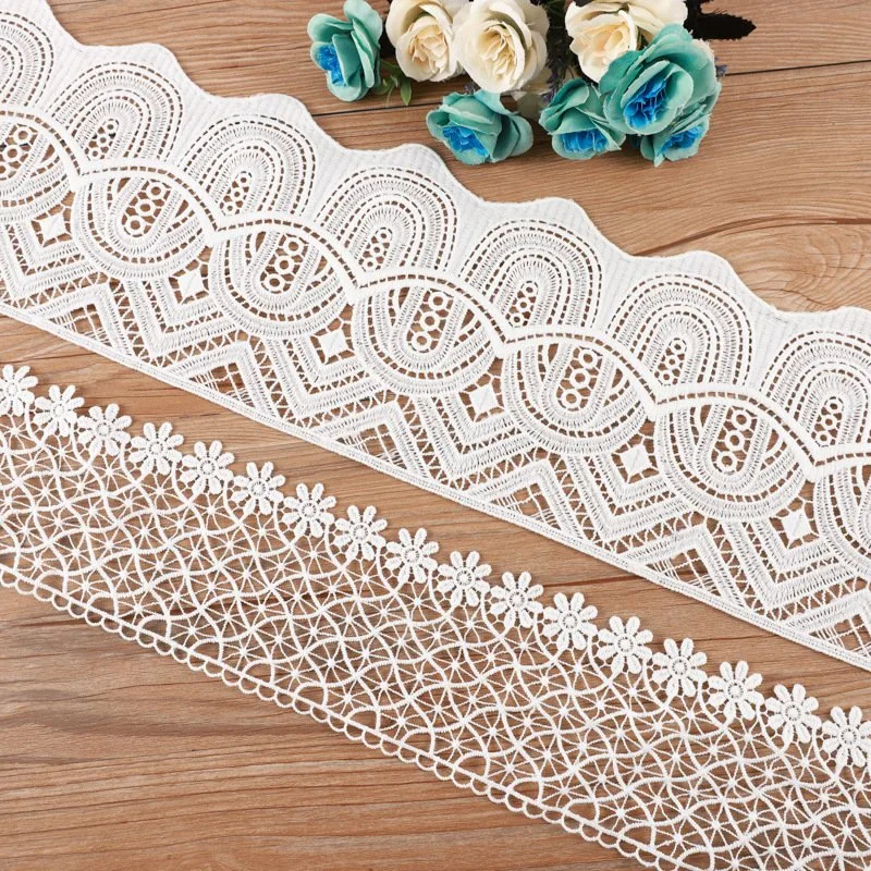 Fabricante 13cm Super Macio o leite seda flores brancas solúvel em água Guipure Branca Guarnição Lace Guarnição Lace