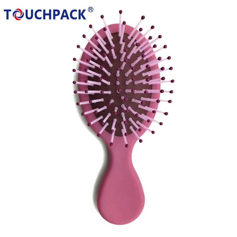 Hot Sale Rubber Handle Plastic Cushion Detangling Wet and Dry Hair Brush