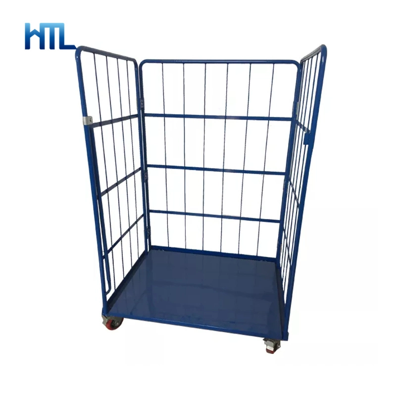 Powder Coating Nestable Collapsible Metal Storage Roller Cage for Logistics