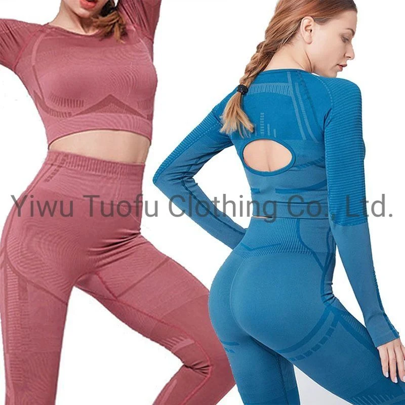 2 piezas de juego mujeres Sportswear Activewear gimnasio Fitness Spandex El poliéster se desgasta