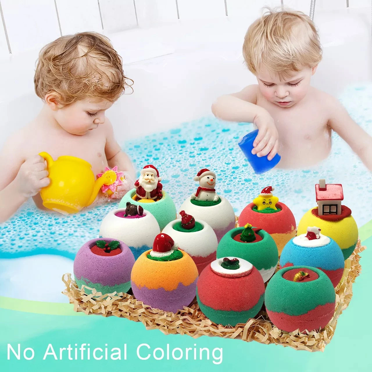 Hot Selling Bath Bomb Natural Kids Christmas Gift Set with Toy Inside Customized300 - 2999 Pieces