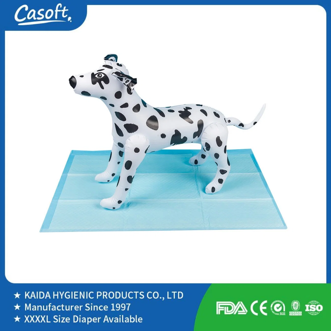 Casoft OEM / ODM Cheap PEE Pad 15g Sap 4 Layer 60X60 Underpad Dog Pad Pet Training Products in Philippines Russia Korea Us Malaysia Peru Chile EU China