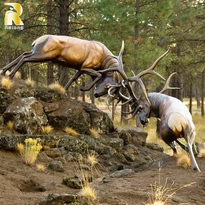 Foundry Customized High quality/High cost performance  Metal Craft Buck Sculpture Life Size Bronze Deer Family Statue Outdoor Park Decor