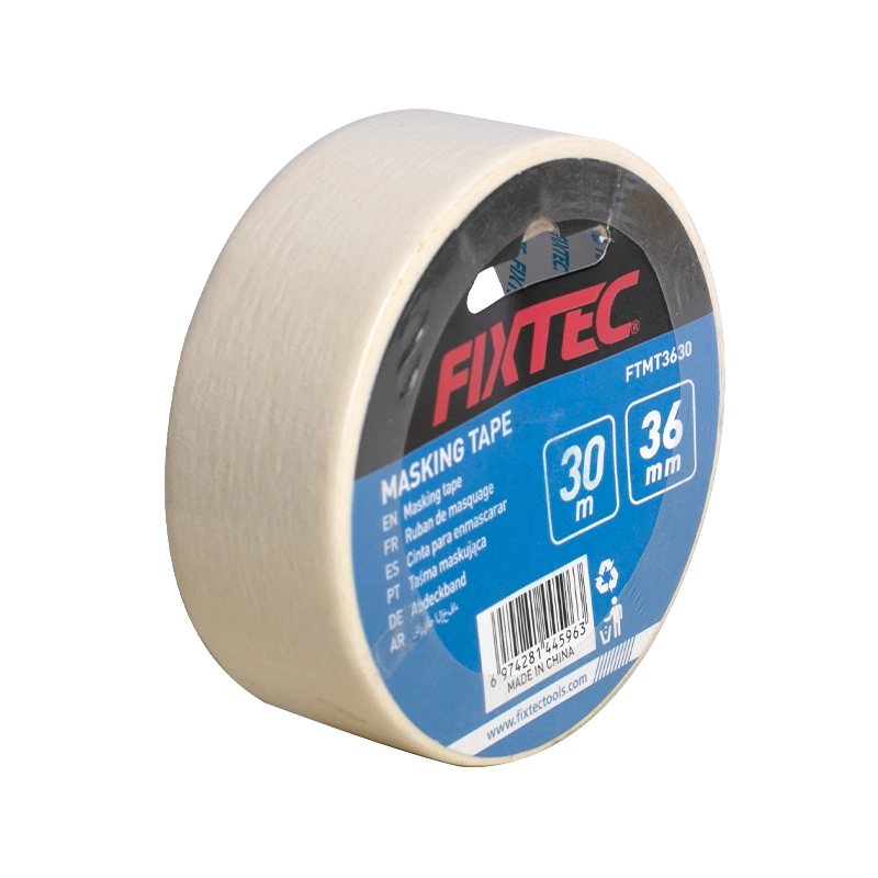 Fixtec White Indoor Painting Self Adhesive General Purpose Usage Crepe Paper Masking Tape