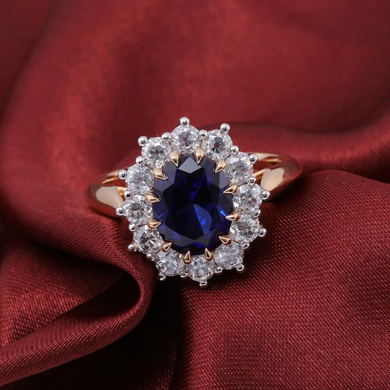 Provence Vintage 14K Yellow Gold 3 Carat Sapphire Round Brilliant Cut Moissanite Diamond Wedding Dress Ring Ladies First Jewelry