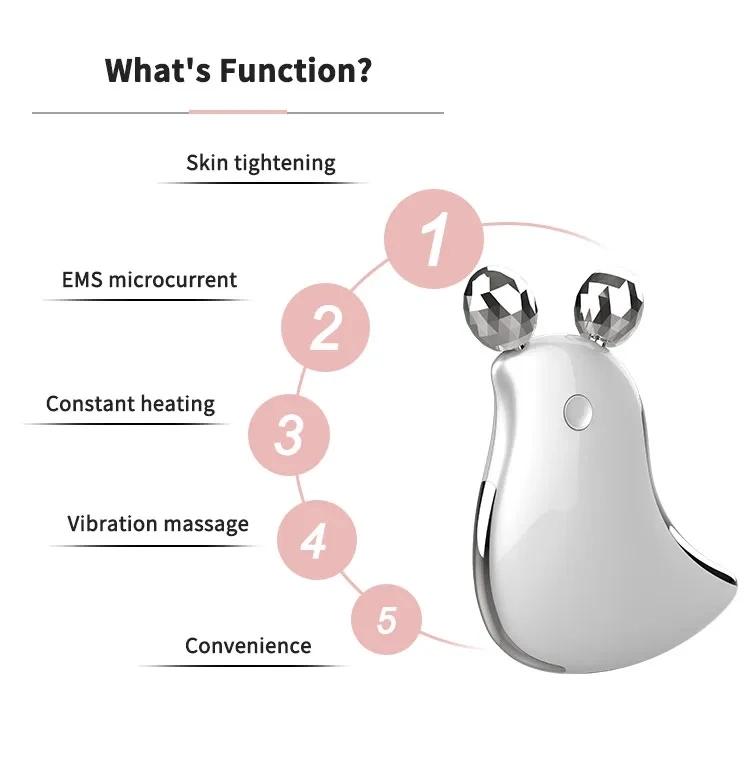 Massajador portátil para rosto elevação da pele Aquecimento constante vibração Microcorrente Absorção nutricional EMS vibração facial Roller