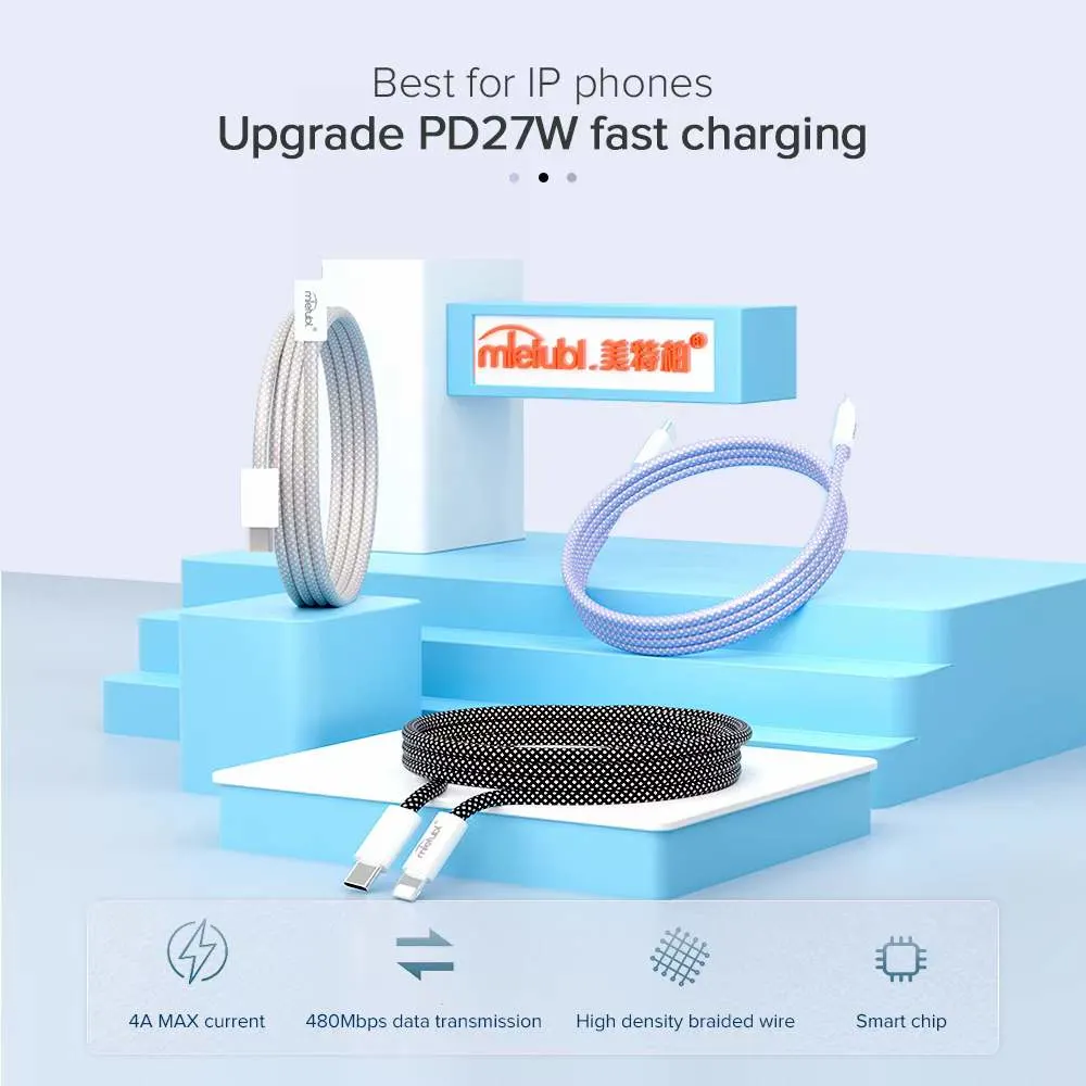 هاتف محمول من نوع C Lightning كابل بيانات USB مضفر الملحقات