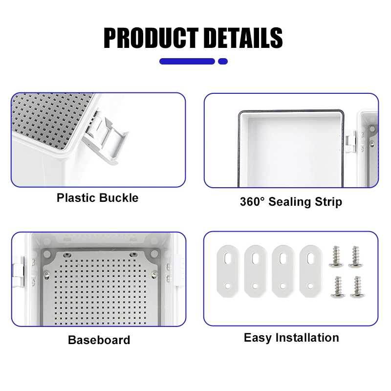 Boîtier de distribution plastique pour plaque de montage PC en ABS électrique d'extérieur IP67 Boîtier de raccordement étanche