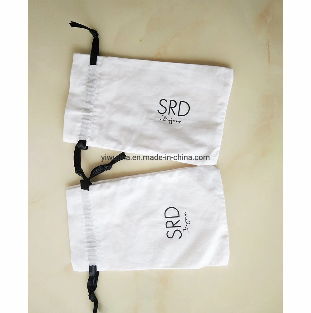 Promotion Custom Wholesale/Supplier Drawstring Lady Handbags Gift Tote Shopping Cotton Bag with Black Logo