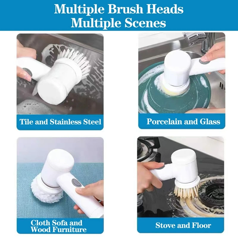 Cocina recargable lavavajillas Lavamanos Lavadero Baño Bañera Spin Scrubber Electric Cepillo de limpieza