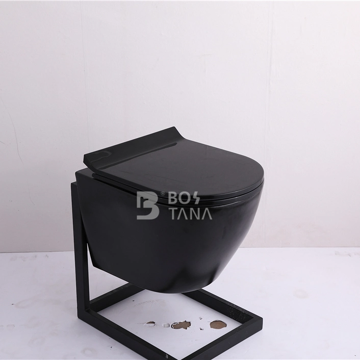 Matte Black Sanitaryware Ceramic Bathroom Wc Wall Hung Toliet (BOS-BLACK)