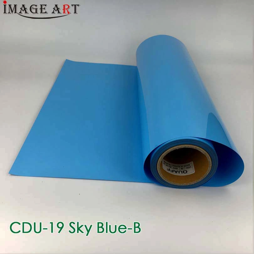 Korean Heat Transfer Vinyl/Film PU for T-Shirt/Clothes/Fabric Logo Printing Cdu-19 Sky Blue B for Sale by Meters