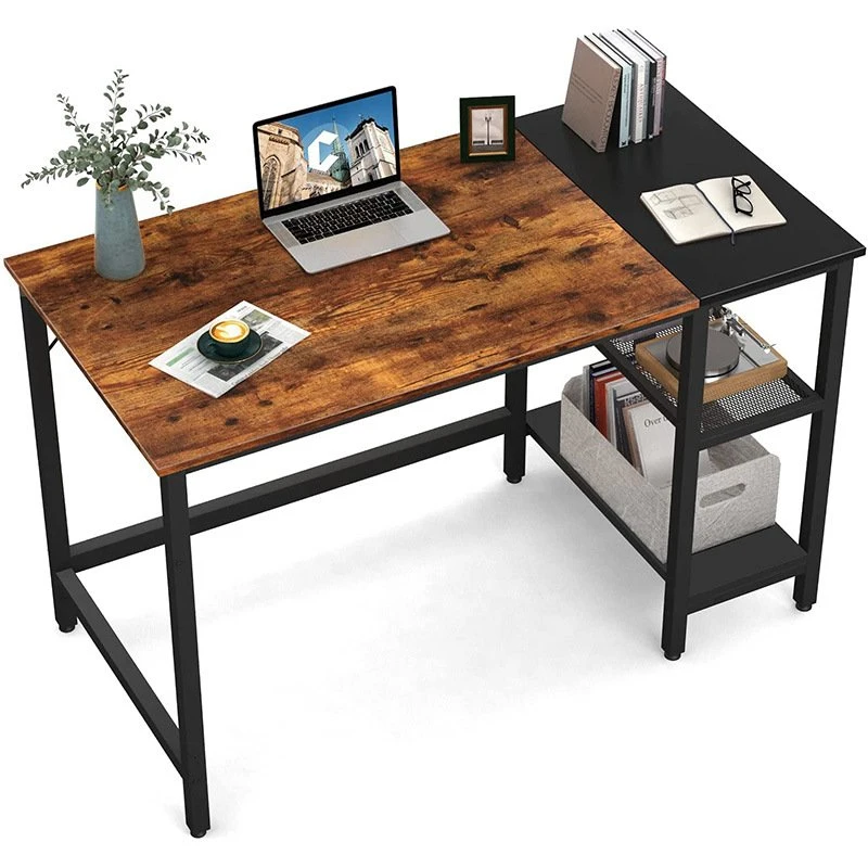 Home Office Computer Small Study Writing Desk with Wooden Storage Shelf