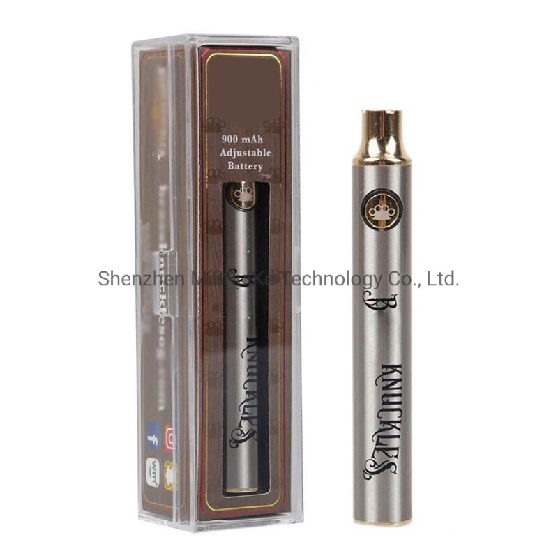 BK Batterie Messing Knöchel Batterien E Zigarette Vape Pen 900mAh Gold Holz SS Vorerhitzer VV für dicke Ölkartuschen Batterie