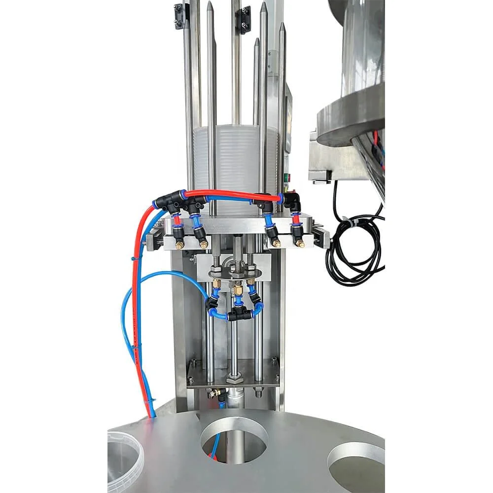 Rotary Type Automatic Plastic Cup Powder Liquid Filler Filling and Sealing Machine