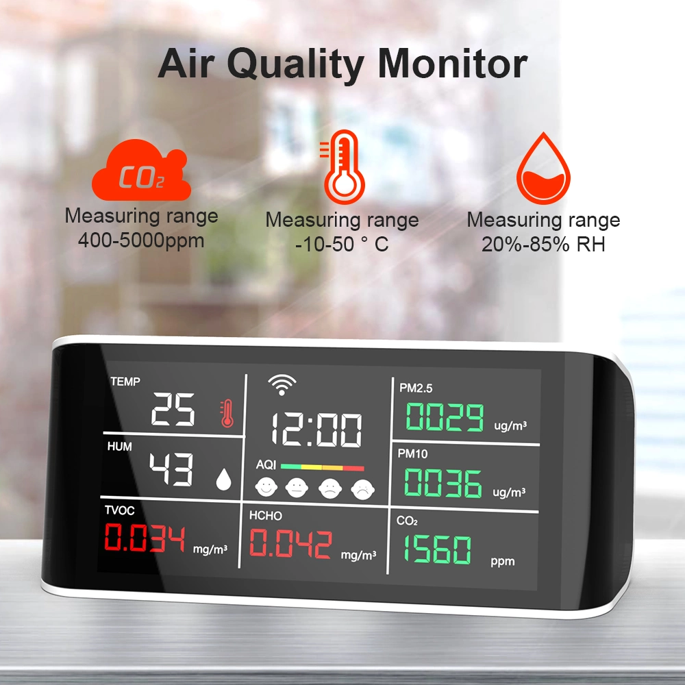 Analyseurs de gaz à chaud testeur de CO2 domestique avec quantité d'électricité Température humidité