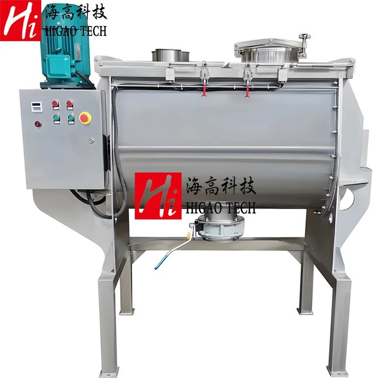 Horizontal Industrial Additive Spice Powder Ribbon Blending Dual Spiral Mixer