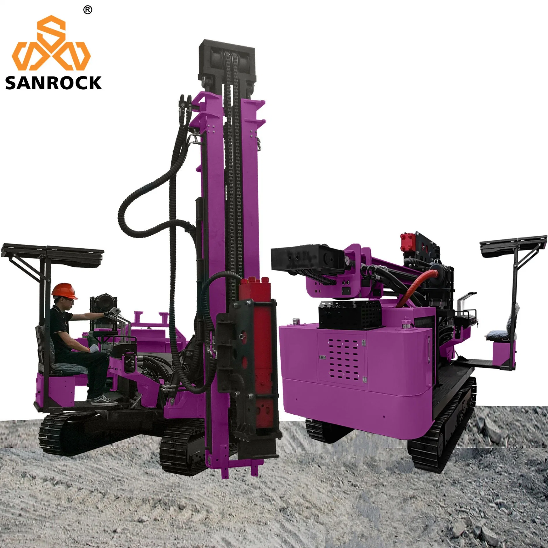 Portable Solar Piling Machine 360degree Rotate Hydraulic Vibratory Hammer Screw Pile Driver