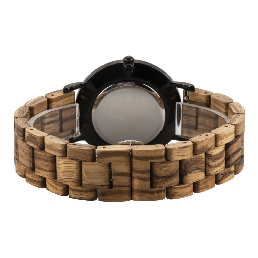 Montres à quartz de haute qualité Prix de gros Logo personnalisé Montre-bracelet en acier inoxydable en bois pour hommes