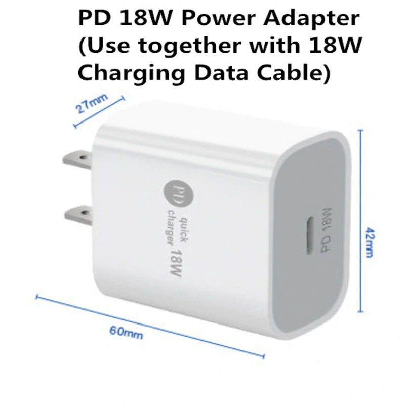 Быстрая зарядка логотипа мощностью 18 Вт, PD QC 3.0 Сетевой адаптер питания типа C, 2-зубовой штекер, США Зарядное устройство для iPhone X XS xr Max 11 12 13 Мини PRO макс