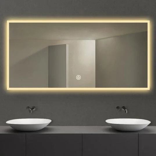 Badezimmer LED-Spiegel, Wand montiert Runde Sandstrahlen Design Make-up Vanity Spiegel für einfaches Dekoratives Design Waschraum Hotel