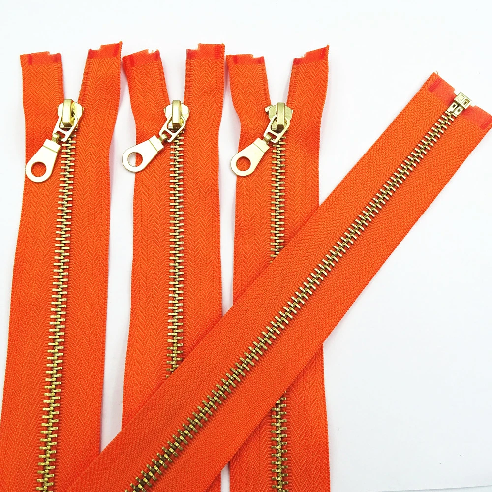 Coffee Color 5# Sewing Zippers Brass Metal Open End Zipper