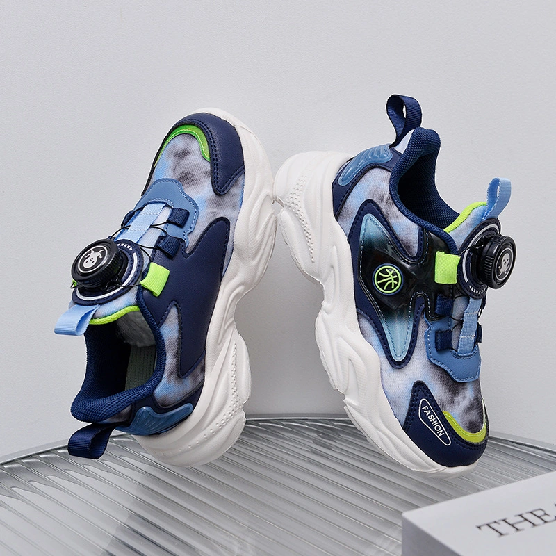 Otoño Nuevo niños zapatos deportivos Hombre y niñas botón giratorio Zapatos informales China Mayoristas