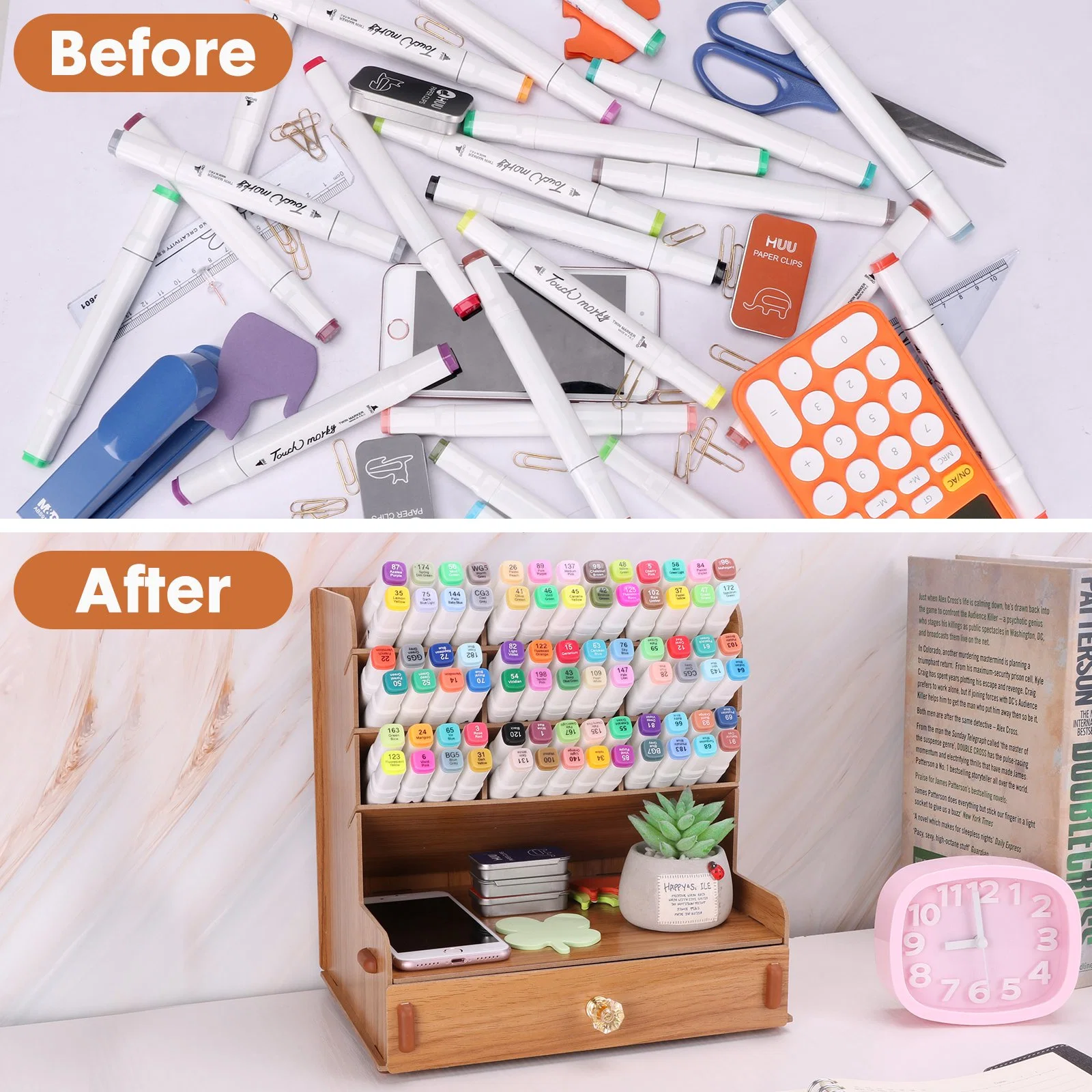 Easy Assembly Pencil Holder Desktop Stationery Storage Organizer for Office School and Art Studio