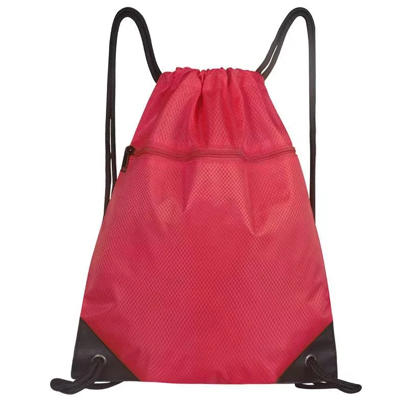 Turnbeutel mit Kordelzug Wasserdichter Rucksack mit außen, innen Zip-Taschen, Reflektierende Strings - Rucksack für Sport, PE, Schwimmen, Strand, Yoga, Reisen