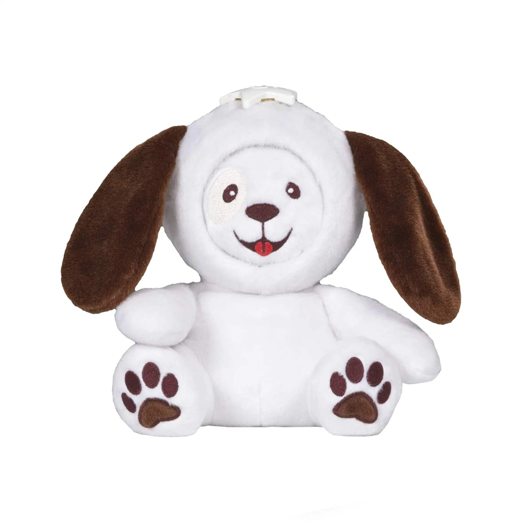 El blanco de peluche suave Peluche largo Fluffy perro sentado de juguete de animales