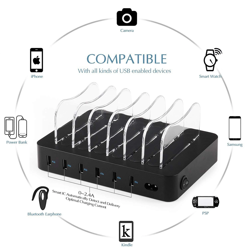 USB-Power-Hub mit 4 Anschlüssen und ein-/Ausschalter der Serie Desktop