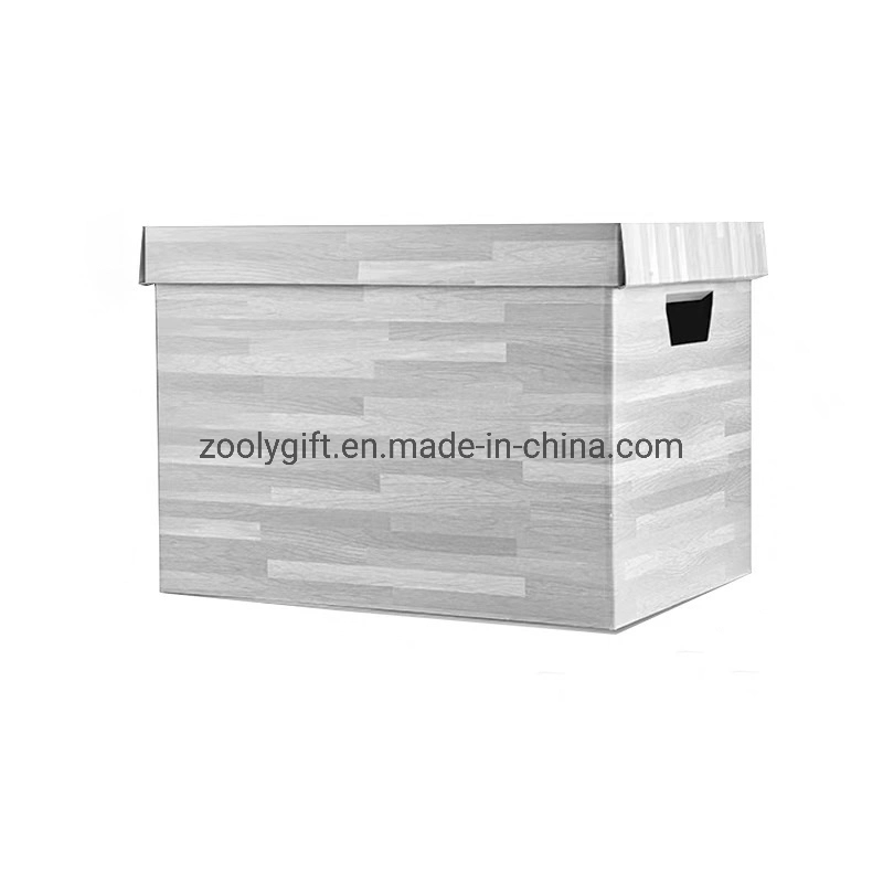 Custom Grey Wood Grain Printing, ondulado, caixa de armazenamento de 2 camadas Caixa de gavetas caixa de embalagem de cartão caixa de arrumação Toy Underwear Organizador Caixa de oferta com gavetas