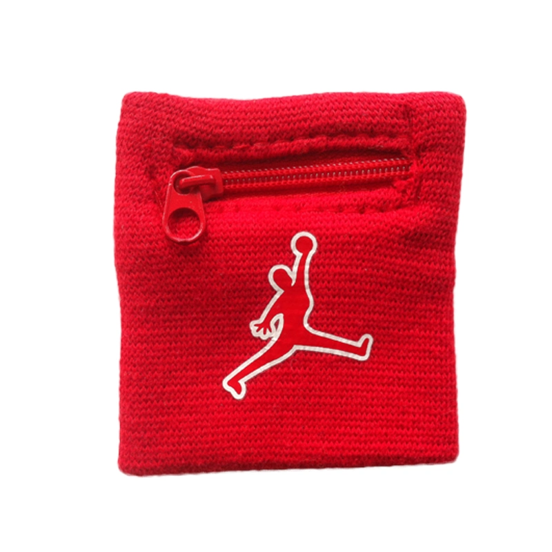 Custom Embroidery Logo Wristband Sweatband with Zipper Pocket