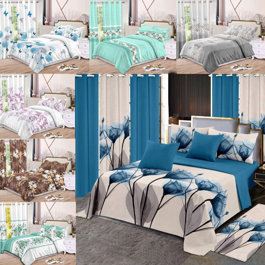 Weiße Tröster Bettbezug Set Polyester Microfaser Bett Spannbettlaken 4 Bedruckte Kissenbezüge Soft Home Textil Steppdecke Bettwäscheset Mit Vorhang