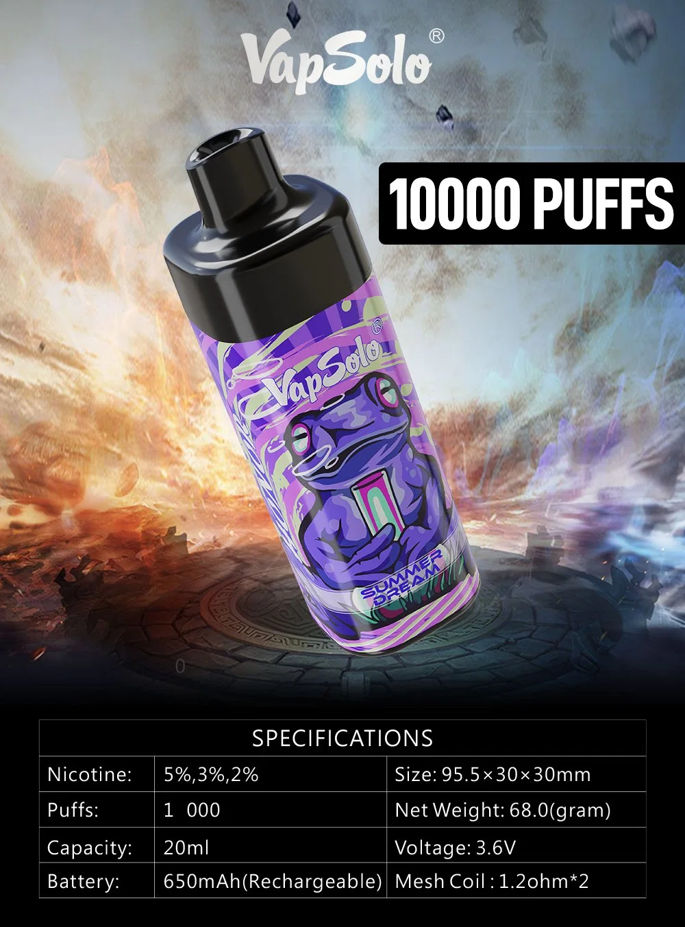 Großhandel/Lieferant i Vape Einweg Vape Hotselling 9000 10000 12000 Puffs 20ml eJuice Fruchtaromen Vapsolo Einweg Vape 10000 Puffs Vape Tornado