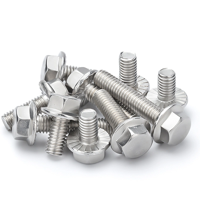 DIN 6921 Grade 8 Zinc Coated 304 316 Stainless Steel Partly Threaded Fully Threaded Serrated Flange Bolt ISO4162/En1665 Hex Flange Screws Flange Bolt