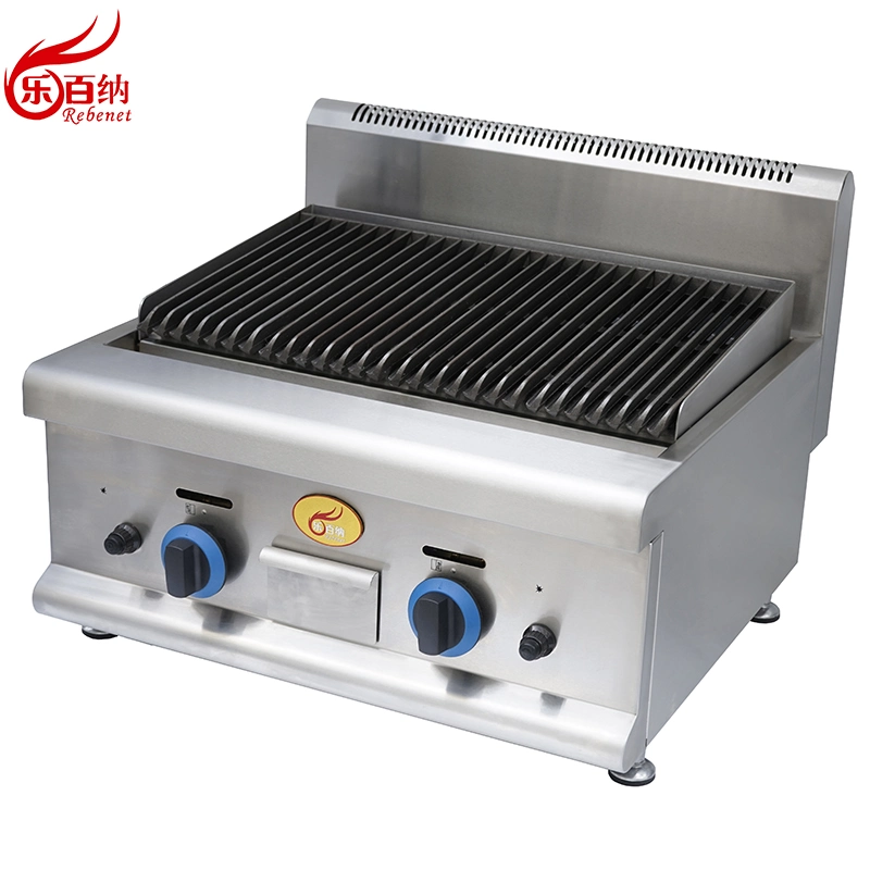 Commercial Countertop 22 Inch Gas BBQ Lava Rock Grill Stainless Steel Flat Top Charbroiler Kitchen Equipment