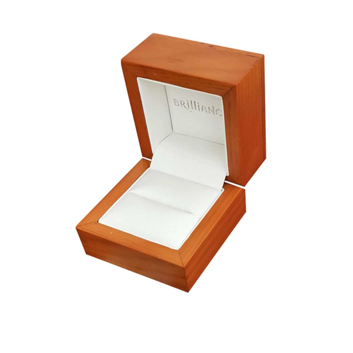 Good Fashion Mini Brown Solid Wood Leather Ring Box Package Gift