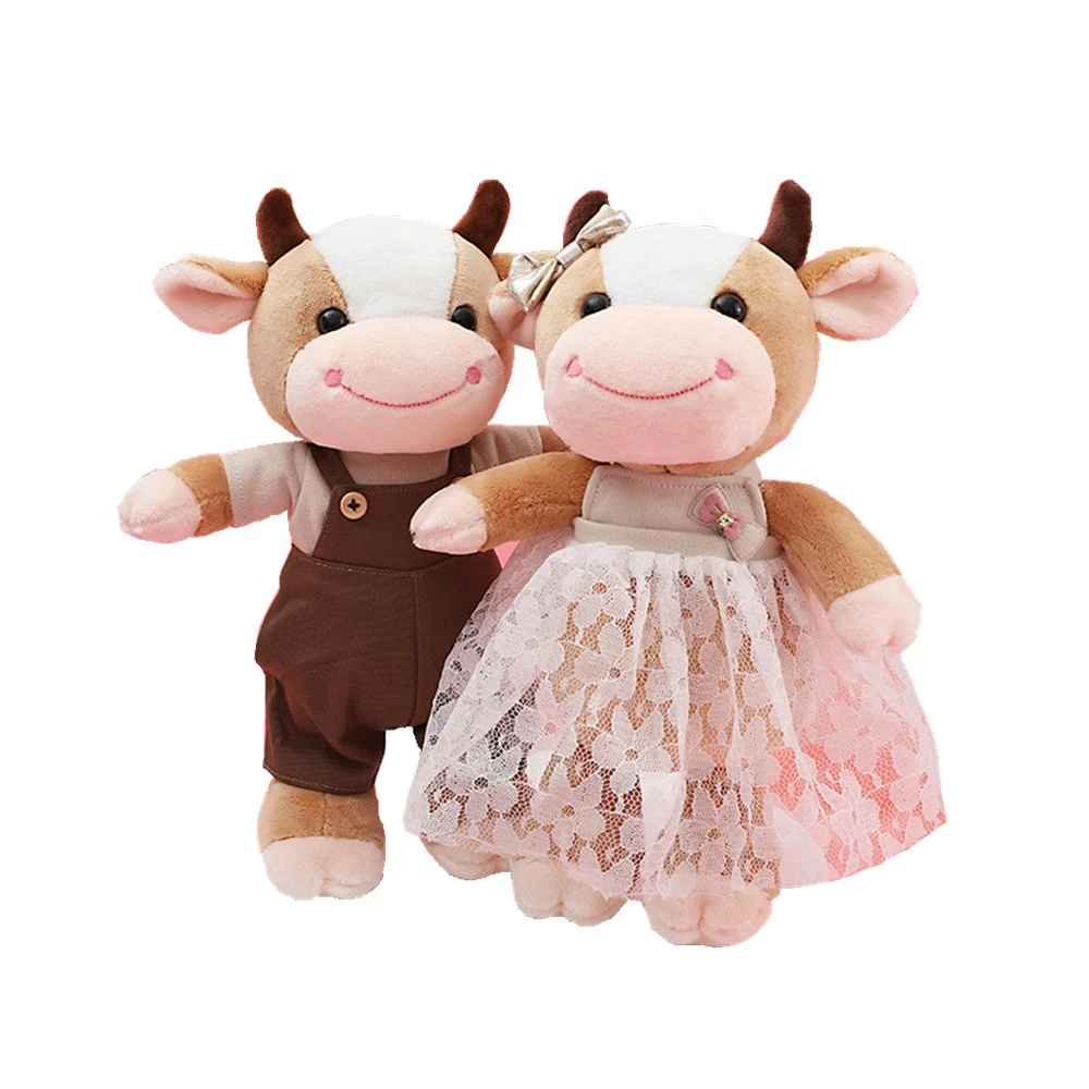 2021 Year Mascot New Design Custom Plush Cow Toy Well Dressed