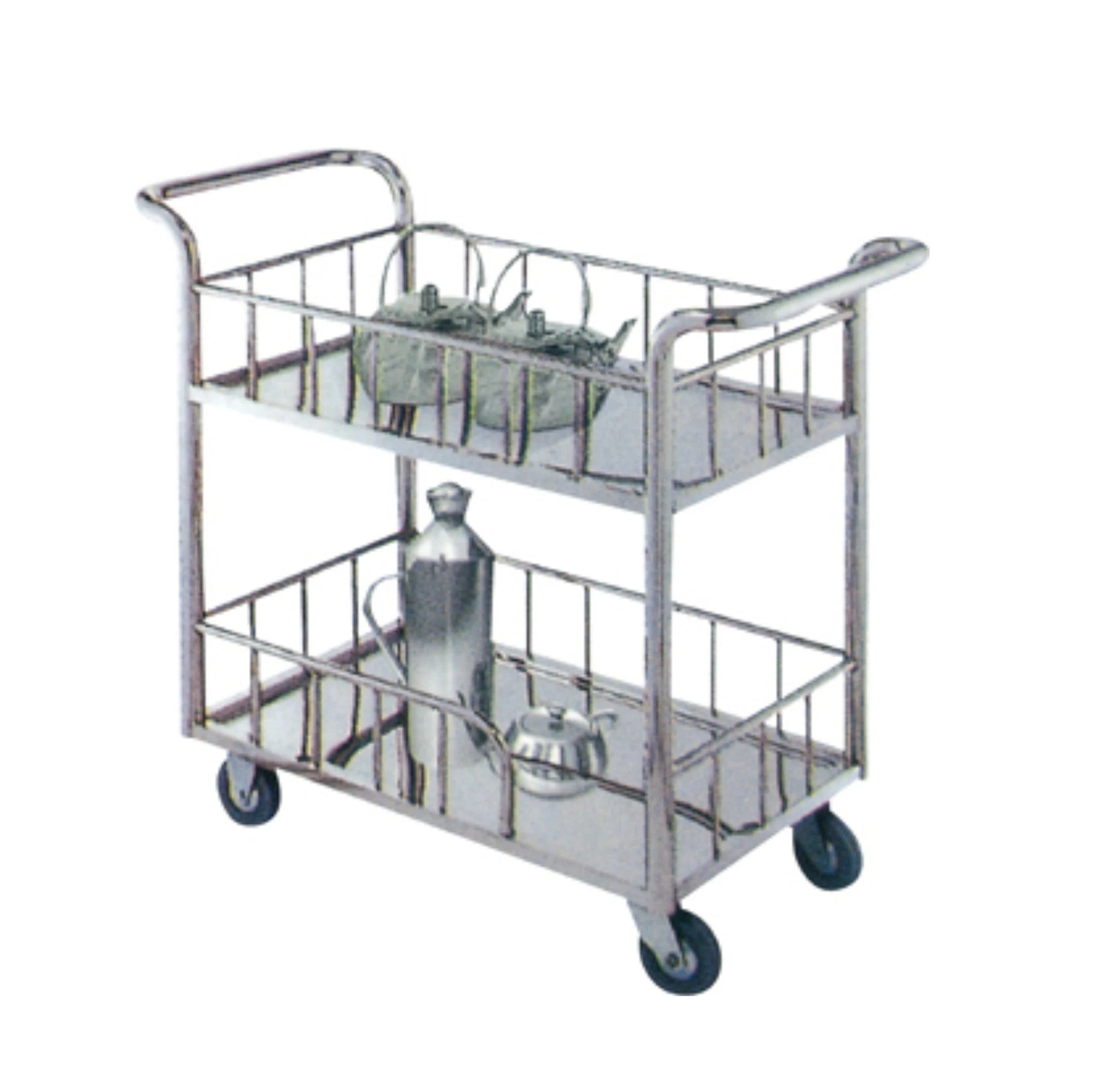 Stainless Steel Double-Deck Service Trolley for Hotel Restaurant Hospital Fw-66A