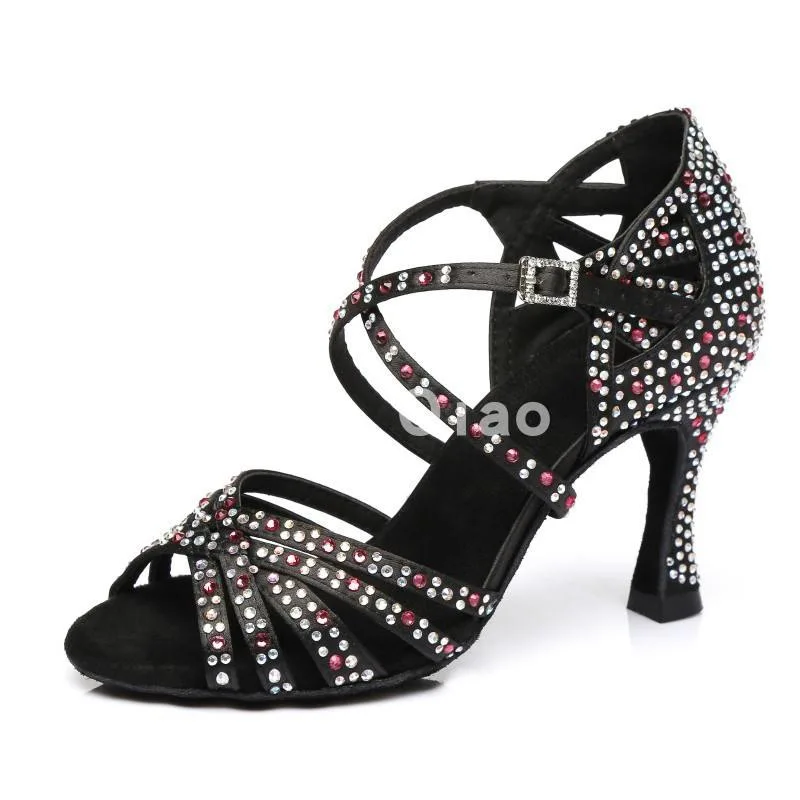 Wholesale Professional Women Ballroom Crystal Rhinestone Latin Dance Salsa Dance Shoes