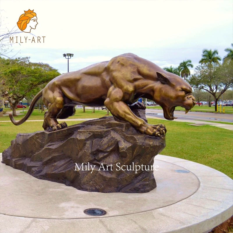 Jardín de esculturas personalizadas decorativos leopardo estatua de bronce