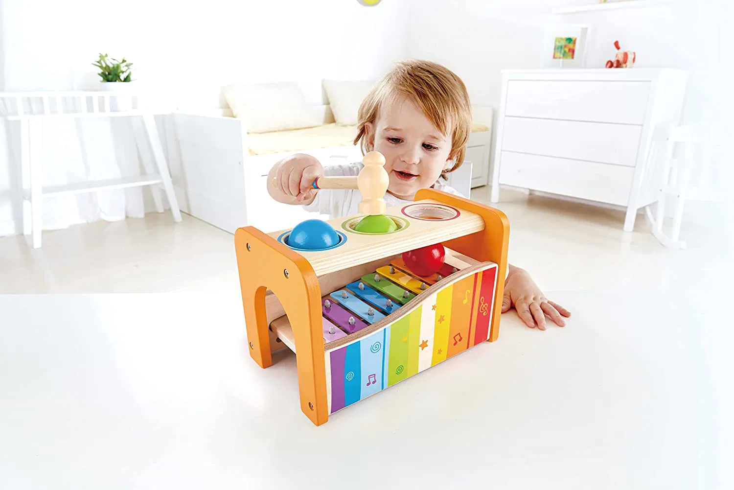 Education Toy Toddlers Slide out Xylophone Durable Wooden Musical Pounding Toy