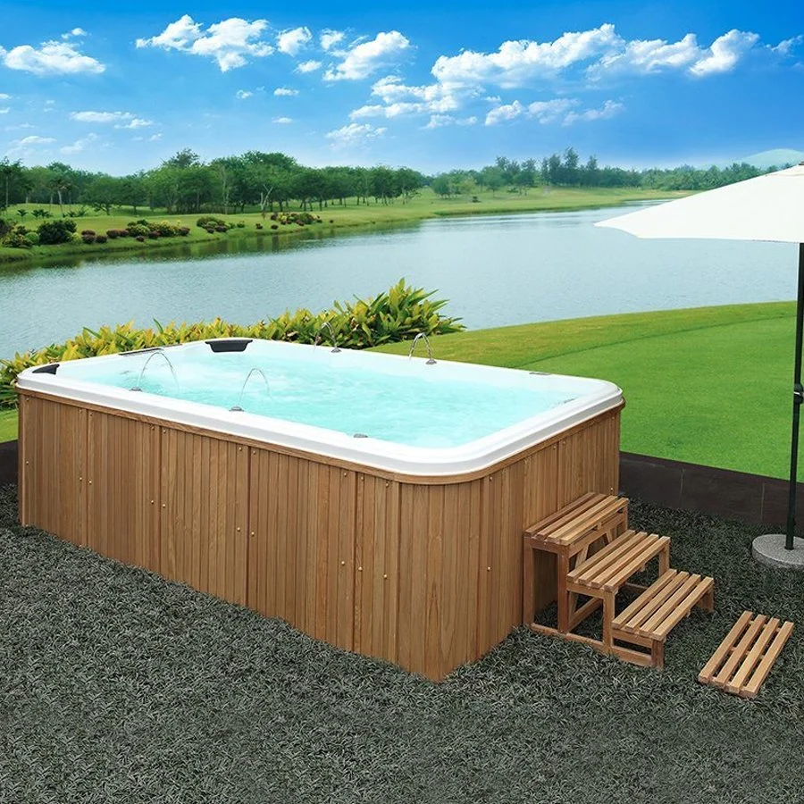 Venta caliente 4,16m de longitud de fibra de vidrio acrílico blanco Jardín Mini Piscina Jacuzzi Combo